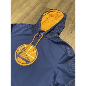 Golden State Warriors Hoodie Men Medium Blue Majestic Therma Base Sweatshirt NBA